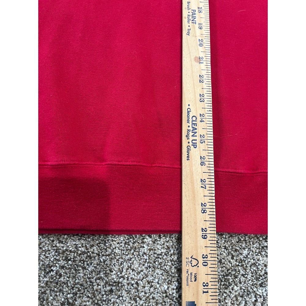 ORVIS Red Rugby Sweatshirt Men's Size XL International Flag Collar Patch Elbows - Picture 6 of 8